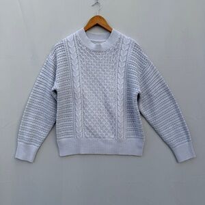 Guess Women's‎ Cable Knit Sweater - Light Silver-Gray Size XL